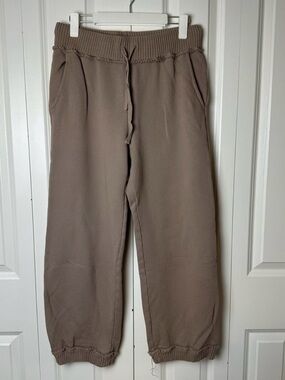 Bobi Straight Leg Tan Neutral 100% Cotton Sweatpants Large